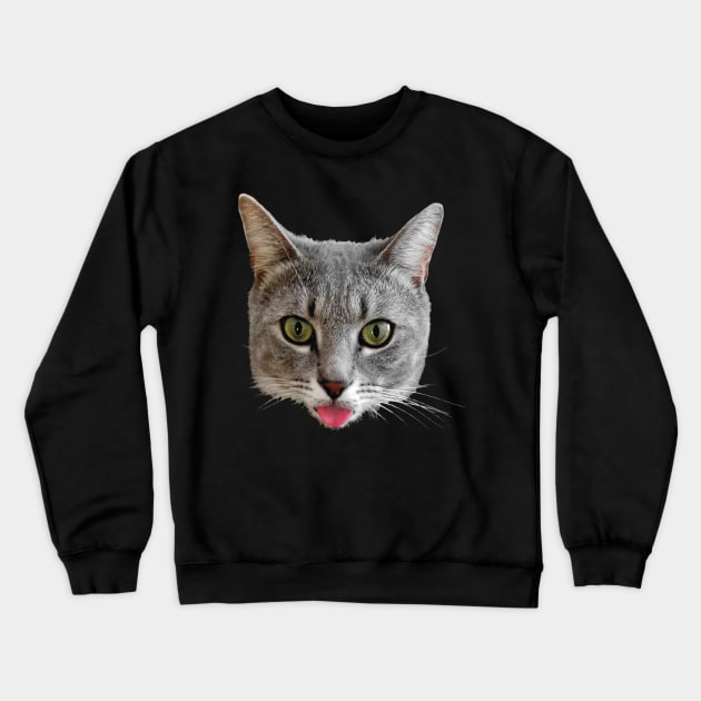 Baxter - Cat with Tongue Stuck Out Crewneck Sweatshirt by A2Gretchen